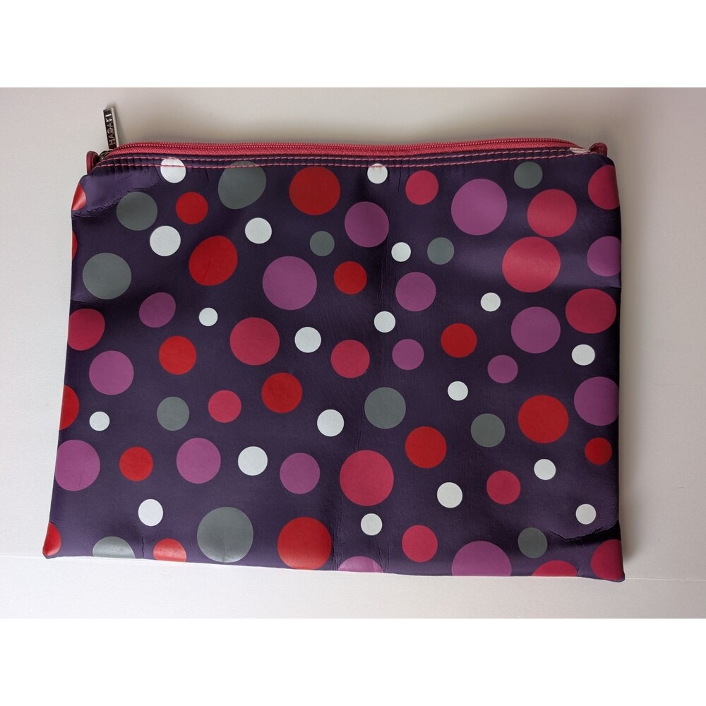 Hadaki Women's Zipper Travel Makeup Purse Pouch Purple Polkadot Pattern - Picture 6 of 11